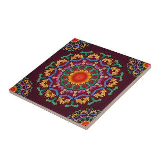 moderne chic arrows recycle floral mandala tile