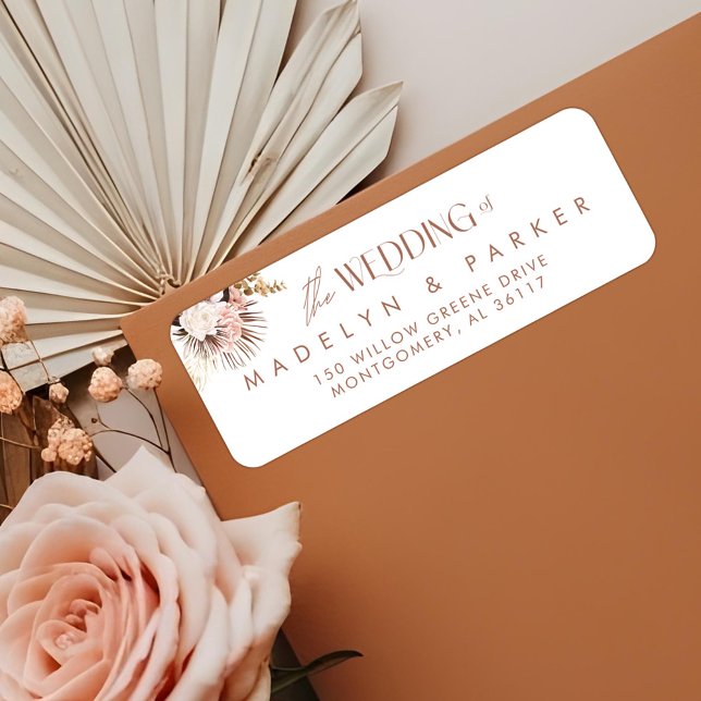 Moderne Chic Bohème Aquarelle Mariage Floral (Modern Chic Bohemian Watercolor Floral Wedding Label)