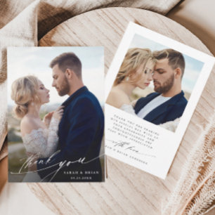 Moderne Chic Calligraphie 2 Mariage photo Merci