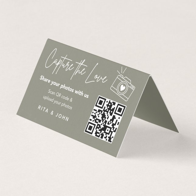 Moderne Chic Capture Le code QR d'amour Carte plié (Front)