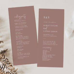 Moderne Chic Cinnamon Pink Plat Wedding Programme