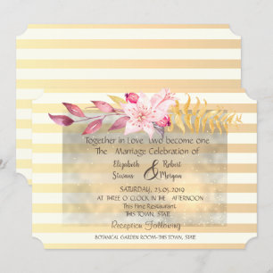 Moderne Chic Fleurs rayées Faire-part de mariage