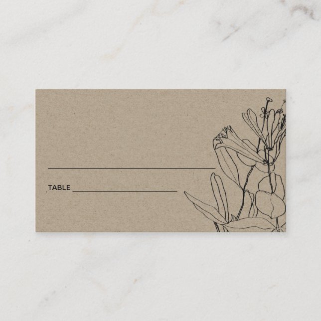 MODERNE CHIC KRAFT LINE DESSIN CARTES FLORALES (Devant)