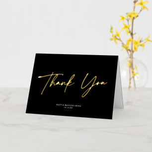 Moderne Chic Mariage noir Carte de remerciements d