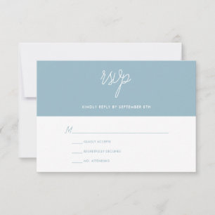 Moderne Chic Poudre Bleu et Blanc Mariage RSVP
