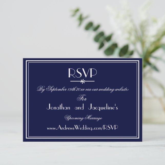 Moderne Chic Site Mariage Carte de boîtier RSVP (Debout devant)