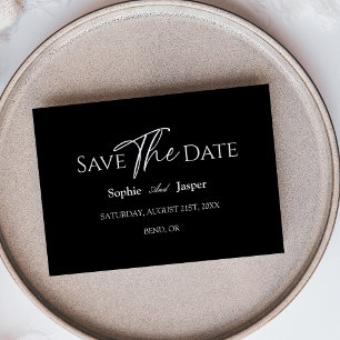 Moderne Classique Mariage Plat Noir Save The Date