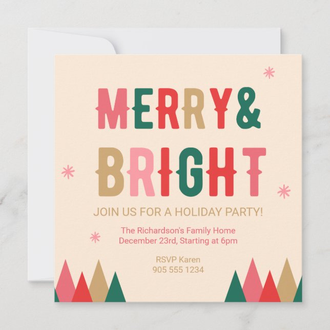 Moderne coloré Joyeux & Bright Invitation (Devant)