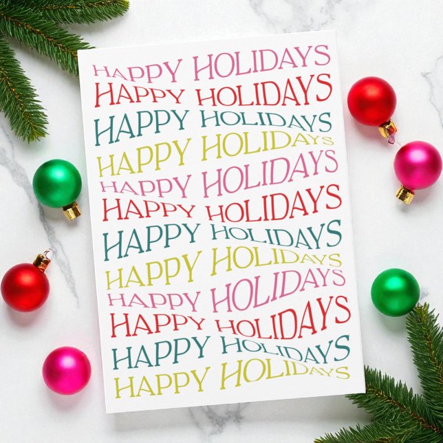 Moderne Coloré Texte Simple Festive Joyeux Vacance (Modern Colorful Simple Text Festive Happy Holidays Holiday Card)