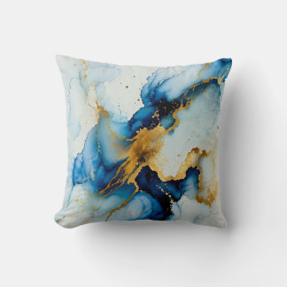 Moderne Coussin de Lancer Abstrait à l'Encre Alcoo
