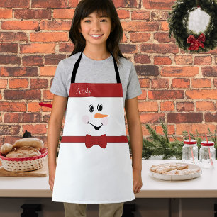Moderne Cute Custom Snowman visage tablier arc cra