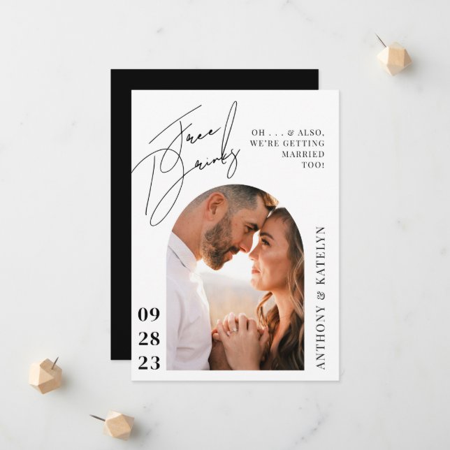 Moderne Cute et amusant Faire-part Mariage (Devant/Arrière en situation)