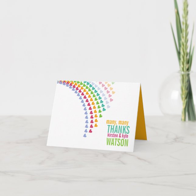 Moderne Cute Rainbow Heart Sprinkings Carte de rem (Devant)