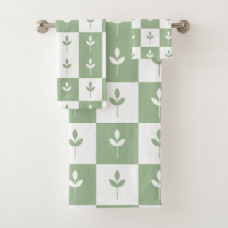 Moderne Cute sauge vert et blanc feuille motif