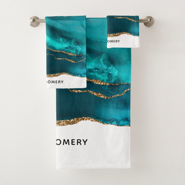 Moderne Design Turquoise Agate & Gold Ribbon sur B (En situation)