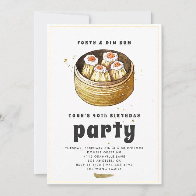 Moderne Dim Sum 40e Invitation d'anniversaire (Devant)