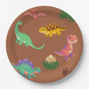 Moderne Dinosaurus Borden met Patroon -  Paper Plate