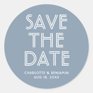 Moderne Dusty Blue Économisez Le Sticker Date