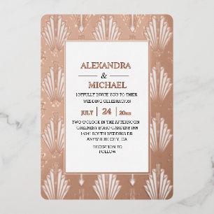 Moderne Elégant Art Déco Mariage Foil Invitation