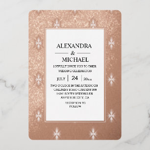 Moderne Elégant Art Déco Mariage Foil Invitation