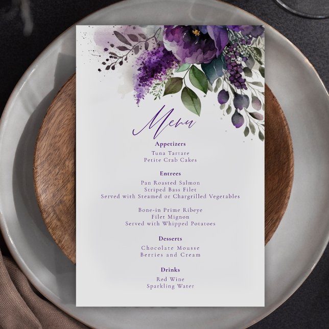 Moderne Elégant Botanique Floral Menu Mariage (Modern Elegant Botanical Floral Wedding Menu)