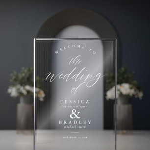 Moderne Elegant Chic Calligraphie Mariage Accueil