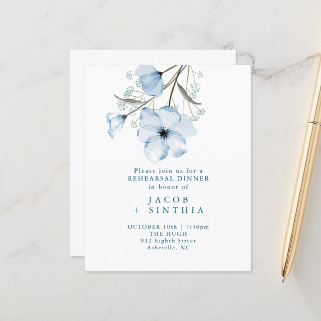 Moderne Élégant Chic Dusty Blue Wedding Programme (Devant/Arrière en situation)