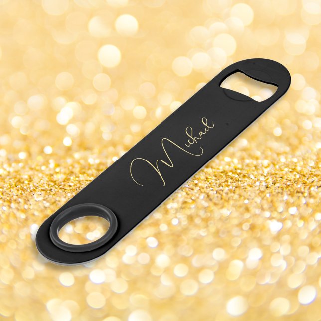 Moderne Élégant Design tendance Or Monogramme (Modern Elegant Stylish Trendy Gold Monogrammed Bar Key)