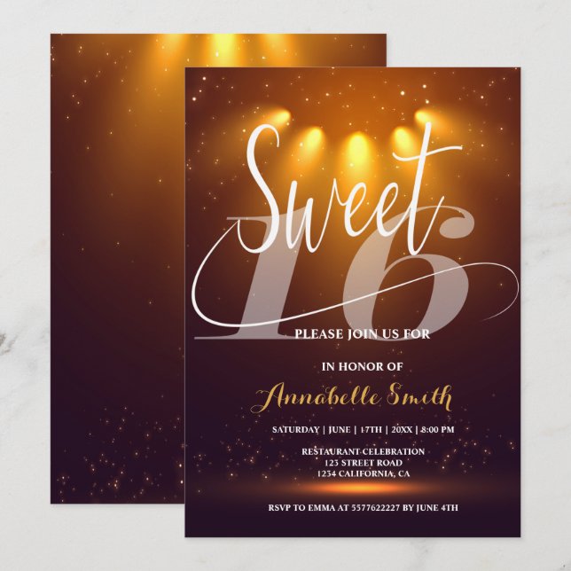 Moderne élégant doux 16 invitation (Devant / Derrière)