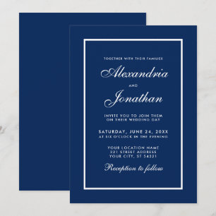 Moderne Elegant Faire-part de mariage Bleue Classi