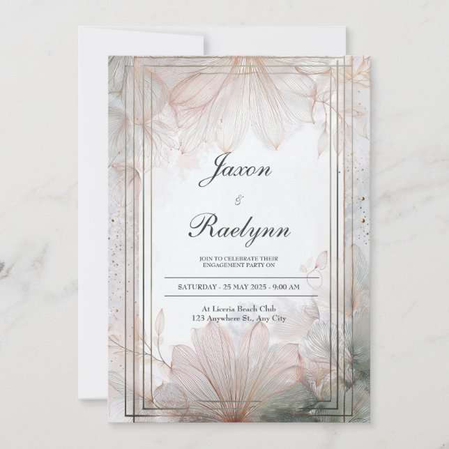 Moderne Elégant Faire-part de mariage Floral (Devant)