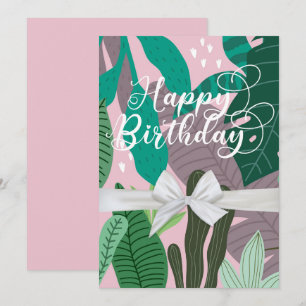 Moderne Elégant Floral Bonne Carte Plat Anniversai