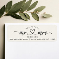 Moderne Elegant Future MR et MRS Coeurs Script