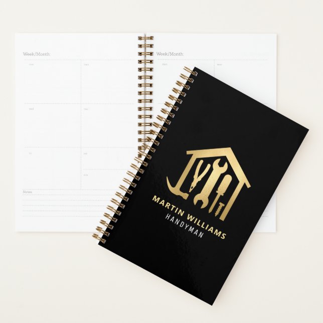 Moderne Elegant Gold & Black Handyman (Devant avec enveloppe)