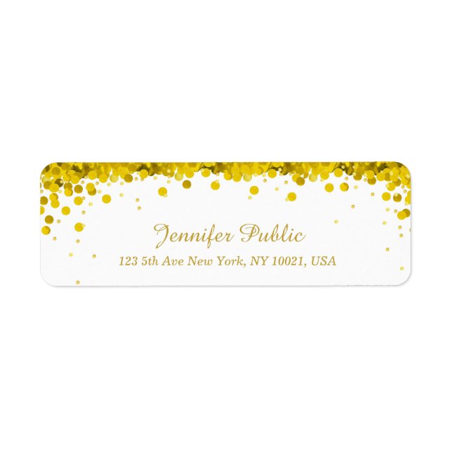 Moderne Elegant Gold Confetti Script Luxe Modèle (Devant)