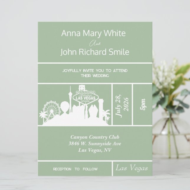 Moderne Elegant Las Vegas City Skyline invitation (Debout devant)
