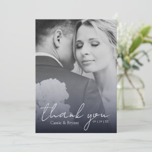 Moderne Elegant Marine Bleu Fade Mariage Merci