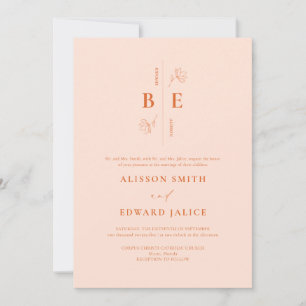 Moderne Elegant Peach Fuzz Faire-part de mariage