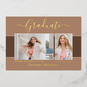 Moderne Elégant Photo Foil Faire-part de graduatio