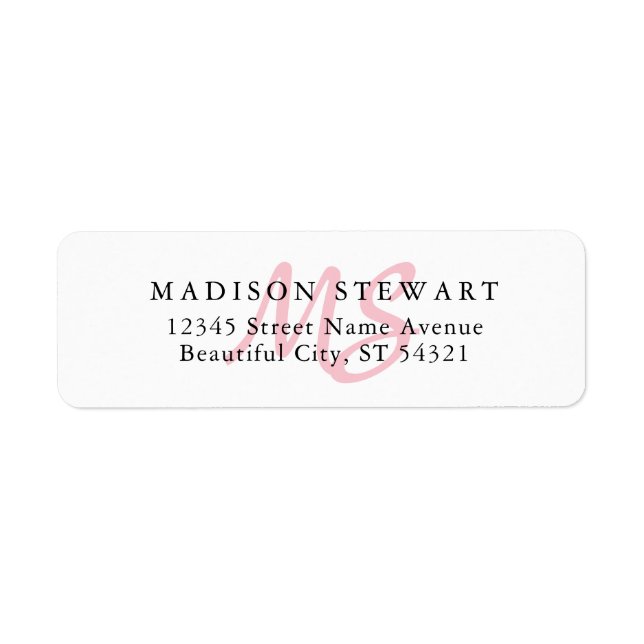 Moderne élégant Pinceau rose-Bleu Monogramme (Devant)