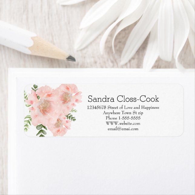 Moderne Elegant Pink Poppy floral Adresse de retou (En situation)