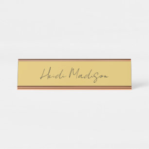 Moderne Elégant Plaque Simple Couleur Or Calligrap