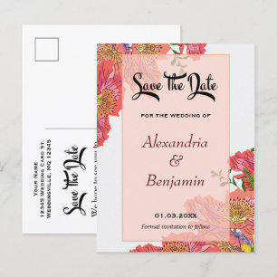 Moderne Enregistrer la date Watercolor Coral Carte