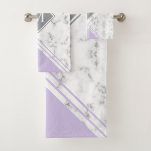 Moderne et élégant monogramme lavande gris marbre
