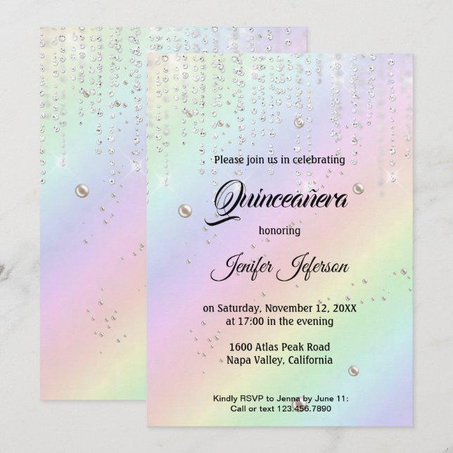 Moderne et élégante Quinceanera Invitation (Devant / Derrière)