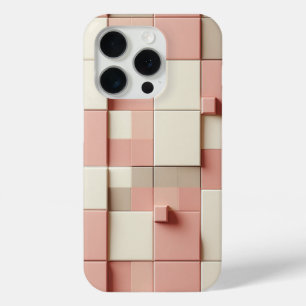 Moderne Étui Géométrique 3D Carré Rose Poussiéreux