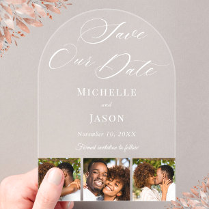 Moderne Faire-Part de Mariage 3 Bandes de Photos D