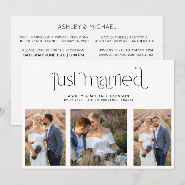 Moderne Faire-Part de Mariage 4 Réception Photos u (Devant / Derrière)