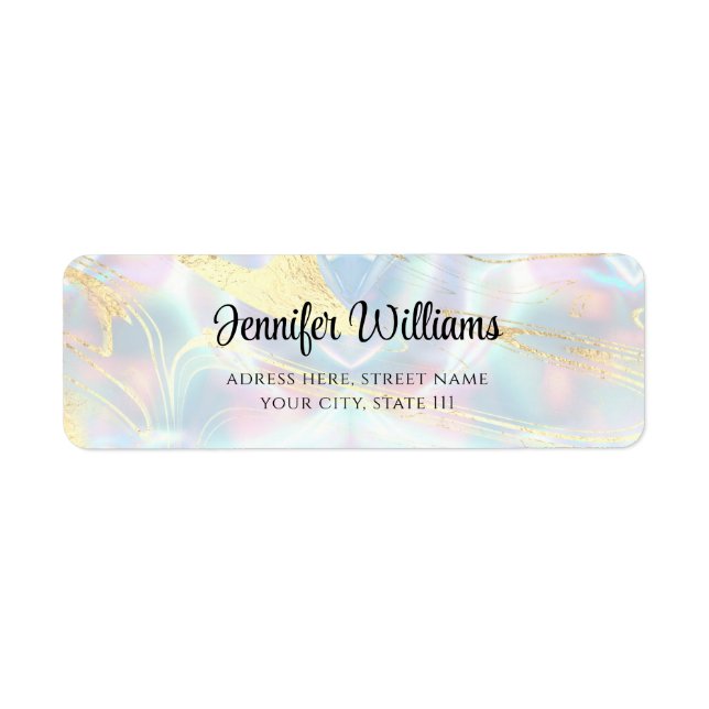 Moderne Faux Holographique Opal Gold Foil Élégant (Devant)