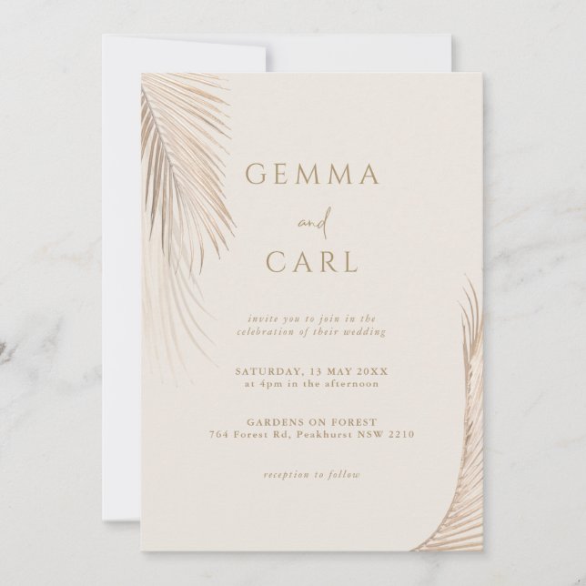 Moderne Feuille Palm Faire-part de mariage (Devant)